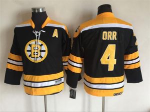 Kinder Boston Bruins Eishockey Trikot Retro Bobby Orr #4 Schwarz